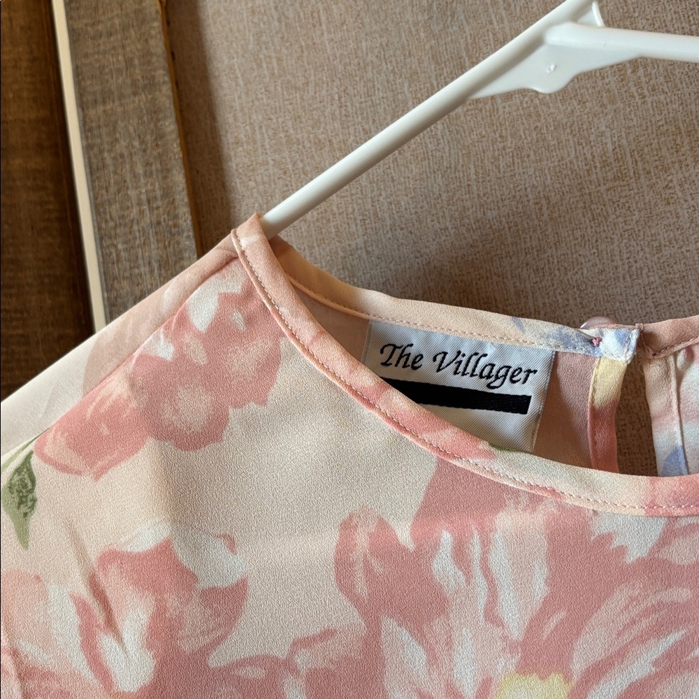 Vintage oversized Villager Pink and Cream Floral Top small - Picture 3 of 4